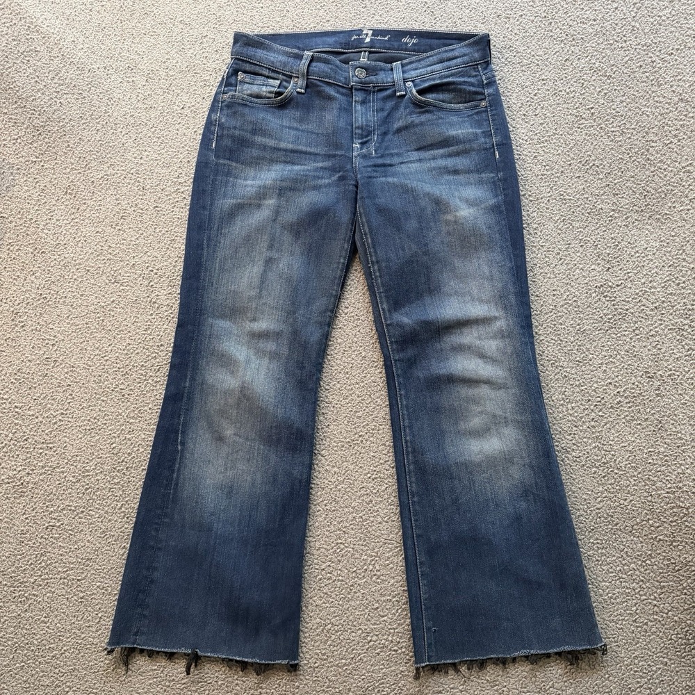 7 For All Mankind Dojo Dark Wash Blue Denim Women's 27x26 (31x26) Frayed Hem